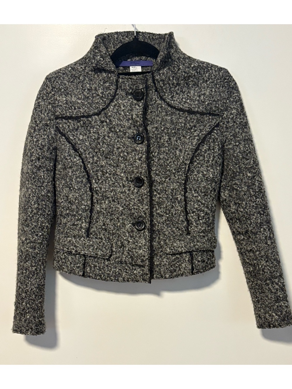 Les Copains Gray Bouclé Cropped Blazer